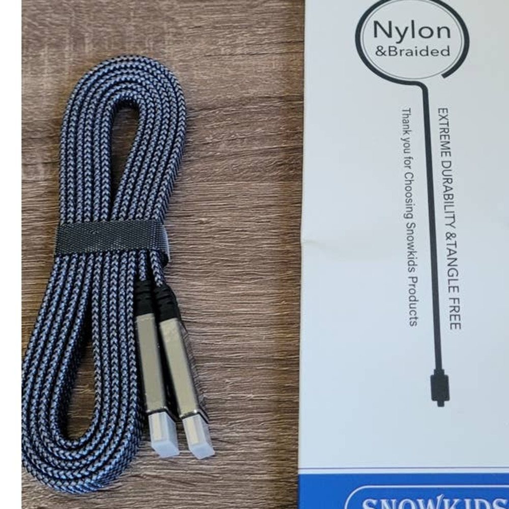 6.5 Foot HDMI Double Cord Braided, Nylon, Snowkids Brand - Picture 3 of 3